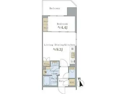 BRILLIA IST 浅草橋(1LDK/9階)の間取り写真