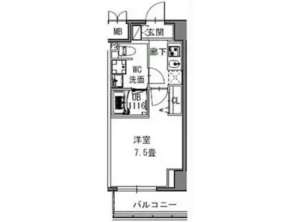 S-RESIDENCE 新御徒町 ウエスト(1K/2階)の間取り写真