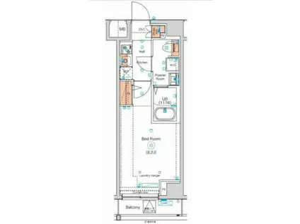 GENOVIA南千住Ⅷ(1K/7階)の間取り写真