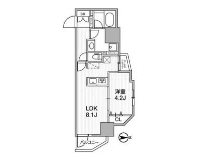 LUNIQ新御徒町Ⅰ(1LDK/3階)の間取り写真