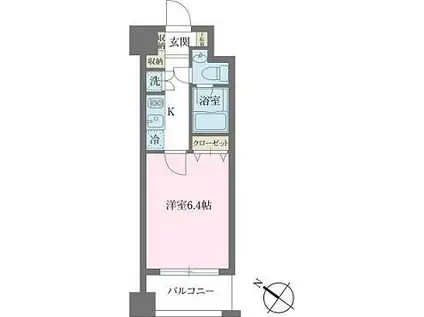 KDXレジデンス森下千歳(1K/4階)の間取り写真
