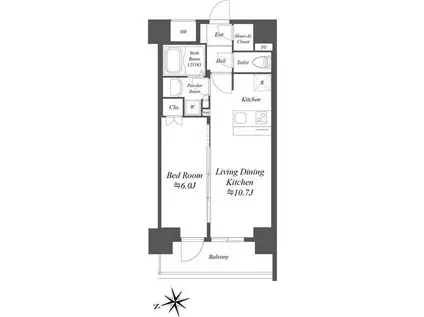 プレサンスブルーム浅草ノース(1LDK/2階)の間取り写真