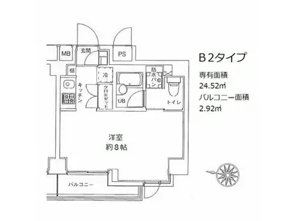 エルニシア蔵前(ワンルーム/6階)の間取り写真