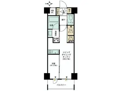 クリオ浅草ラ・モード(1LDK/4階)の間取り写真