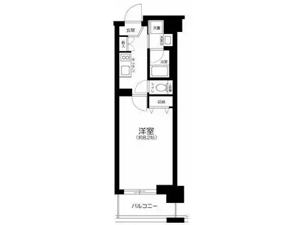 フュージョナル菊川(1K/6階)の間取り写真