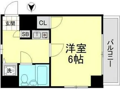 木下ダイヤモンドパレス(1K/4階)の間取り写真