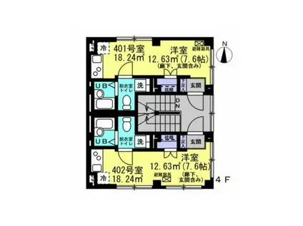 ザ・レジデンシャル 蔵前(ワンルーム/4階)の間取り写真