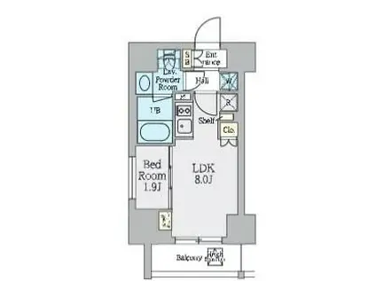 クレストコート上野(1LDK/11階)の間取り写真