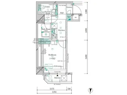 ガリシア錦糸町V(1K/4階)の間取り写真