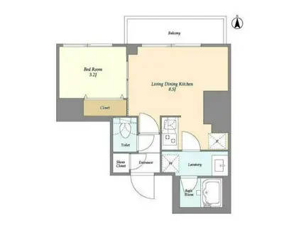 クラリティア西日暮里(1LDK/9階)の間取り写真