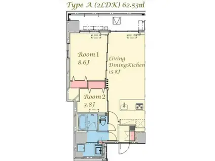 スプランディッド上野ノース(2LDK/2階)の間取り写真