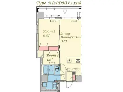 スプランディッド上野ノース(2LDK/3階)の間取り写真
