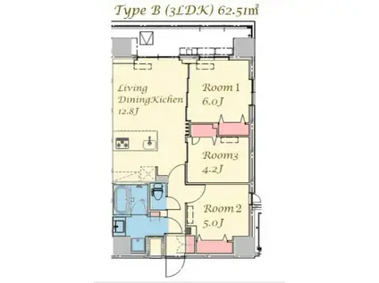 スプランディッド上野ノース(3LDK/2階)の間取り写真