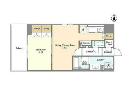 コンフォリア浅草松が谷(1LDK/9階)の間取り写真