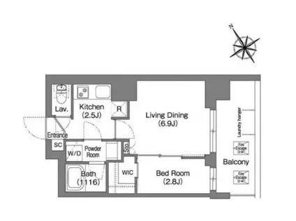 コンフォリア・リヴ上野(1LDK/7階)の間取り写真