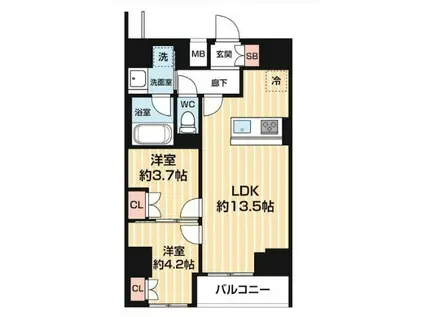 ARCOBALENO MINAMISENJU(2LDK/5階)の間取り写真