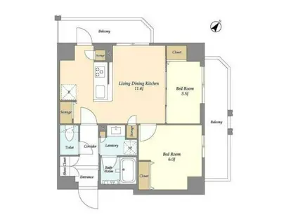 リテラス三ノ輪ウエスト(2LDK/5階)の間取り写真