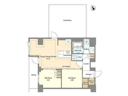 オアーゼ日暮里レジデンス(2LDK/10階)の間取り写真