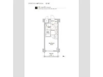 プラウドフラット森下ウエスト(1K/4階)の間取り写真