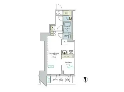 BRILLIA IST 浅草(1LDK/13階)の間取り写真