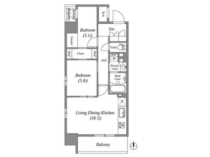 コスモグラシア三ノ輪(2LDK/5階)の間取り写真