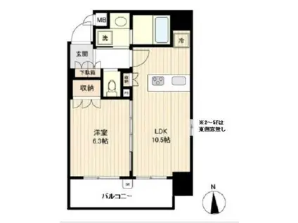 オーキッドレジデンス蔵前(1LDK/6階)の間取り写真