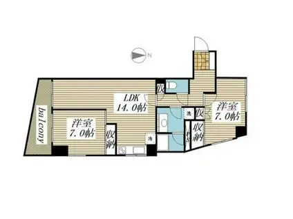 大和ビル(2LDK/3階)の間取り写真