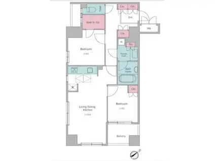 レジディア文京千石Ⅱ(2LDK/4階)の間取り写真