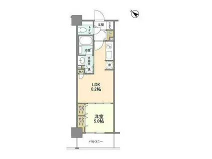 ジニア浅草(1LDK/9階)の間取り写真