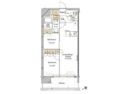 ブランシエスタ浅草蔵前(2LDK/10階)の間取り写真