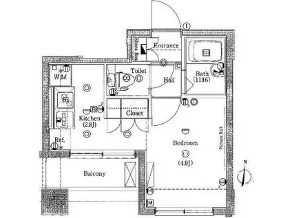 クレイシア両国(1K/2階)の間取り写真