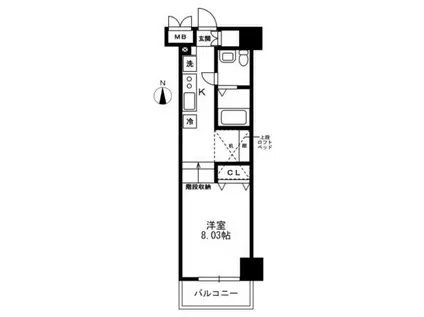 レジディア上野御徒町(ワンルーム/10階)の間取り写真