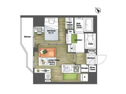 ルジェンテ・バリュ上野根岸(1LDK/12階)の間取り写真