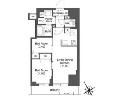 BLUROCK後楽園(2LDK/6階)の間取り写真