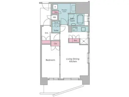 レジディア御茶ノ水(1LDK/16階)の間取り写真