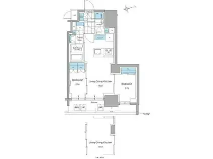 ルフォンプログレ本郷三丁目(2LDK/1階)の間取り写真