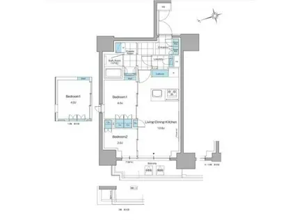 ルフォンプログレ本郷三丁目(2LDK/14階)の間取り写真