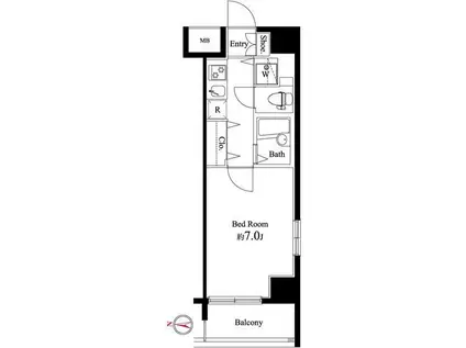 SQUARE潮見(1K/3階)の間取り写真