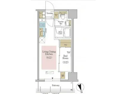 アーバネックス東京八丁堀(1LDK/2階)の間取り写真