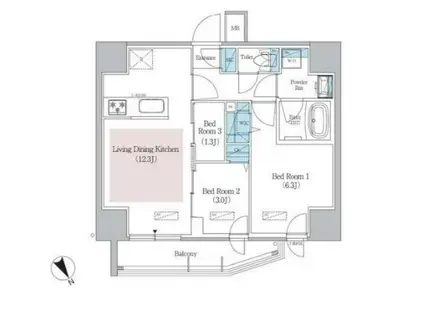 アーバネックス浅草橋フロント(3LDK/4階)の間取り写真