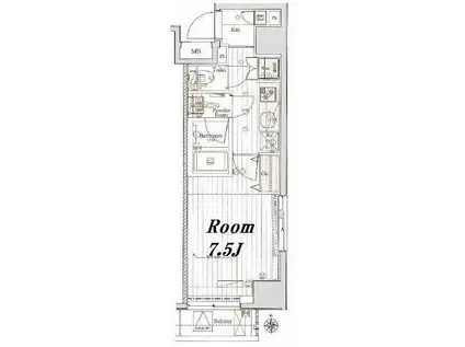 メイクスデザイン町屋(1K/4階)の間取り写真
