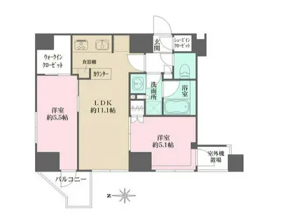 プライムアーバン西日暮里フロント(2LDK/11階)の間取り写真