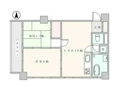 駒込台ハイツT棟(2LDK/4階)の間取り写真