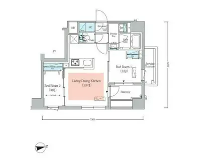 アーバネックス小石川春日(2LDK/6階)の間取り写真