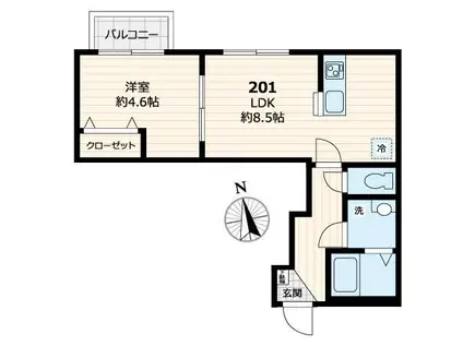 シグネチャープレイス(1LDK/2階)の間取り写真