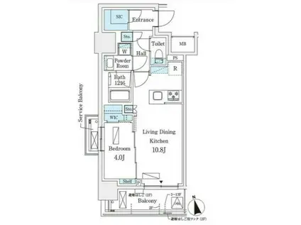 シーズンフラッツ浅草六丁目(1LDK/13階)の間取り写真