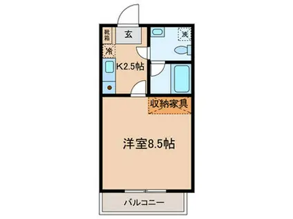 グランパパス(1K/2階)の間取り写真