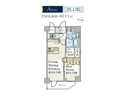 クレストコート錦糸町(2LDK/4階)の間取り写真