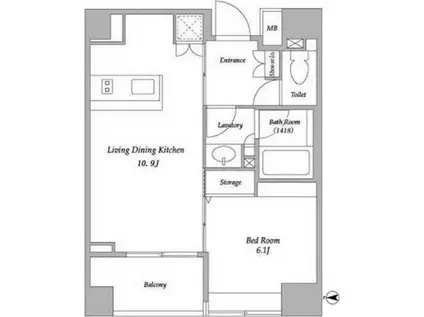 BPRレジデンス蔵前(1LDK/2階)の間取り写真