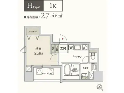 プライマル月島(1K/3階)の間取り写真